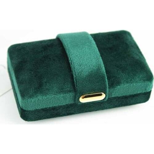 1pcs 8.5x5.5x3cm red/green Creative Diamond Ring Earring box silk suede metal iron box ultra portable jewelry box