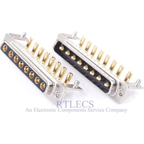 1 Piece High Current 30 Amp Hybrid D-Sub Connector 8w8 Male Female 8 Power Panel Mount Right Angle With Metal Bracket