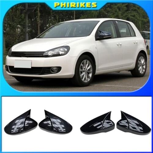 2PCS Side Car Mirror Covers Caps for VW Golf 6 GTI 6 Golf 6 R MK6 R20 Touran Pair Wing RearView Mirror Case Cover Trim Cap Black