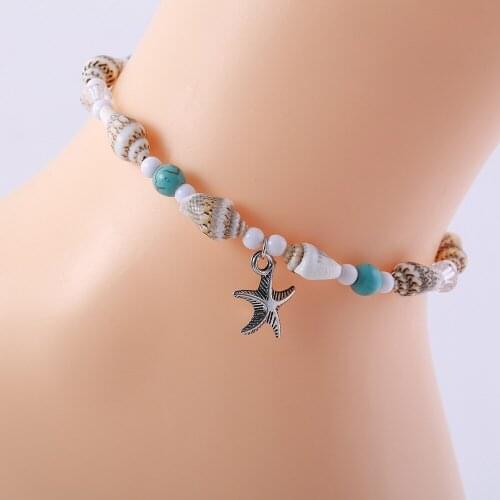 2 PC Layered Gold Shell Pendant Chain Ankle Bracelet On Leg Foot Jewelry Boho Charm Anklets for Women Accessories Mujer