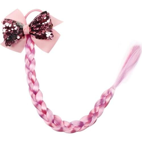 20 pcs/lot, 10*43 cm Hot selling double bow sequined childrens hair band girl wig braid hair fashion accessories