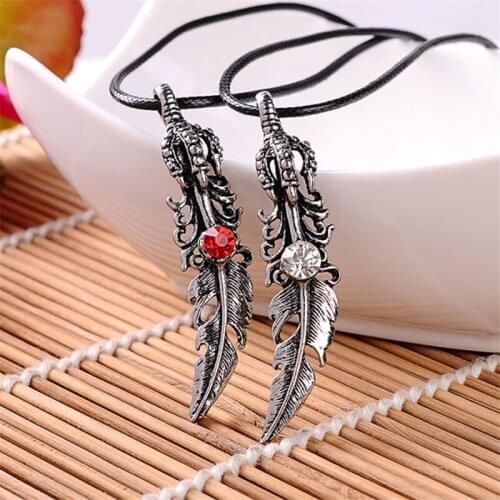 2020 High Quality Crystal leaf Titanium steel Man Necklace Fashion Leather chain Men Jewelry gifts Stainless Steel Men Necklaces