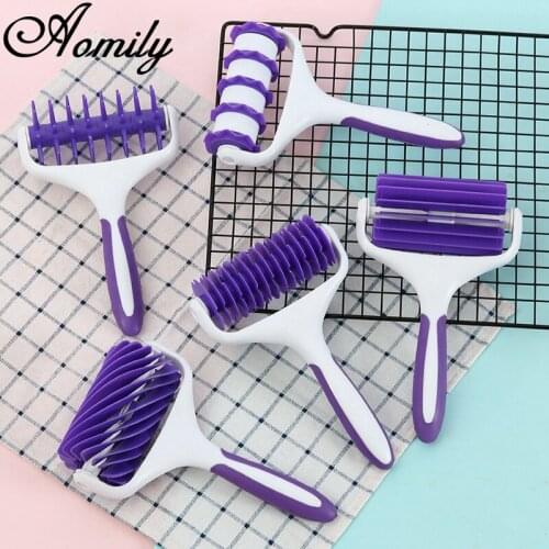 Aomily 5 Styles Twist Wave Rolling Pins Fondant Ribbon Cutter Embosser Set Impression Rolling Pin Pastry Roller Embossing Baking