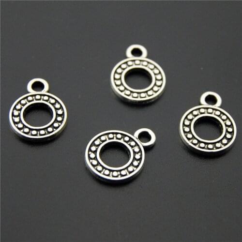 50pcs Silver Color Hollow Round Circle Charms Necklace Pendant Bracelet Jewelry Finding Decor A2219