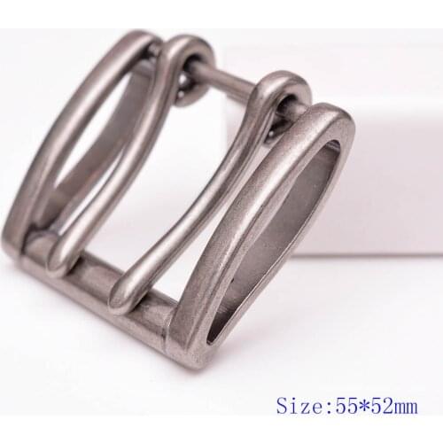 55*52MM Heavy Duty Silver Double Tongue Pin Prong Pin Belt Buckle Fits 40MM Belt Straps
