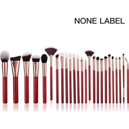 BEILI No Logo makeup brushes red 25pcs Natural Goat Hair Eye Blending Blush Powder Highlight 12pcs pink rose Makeup Brush Set
