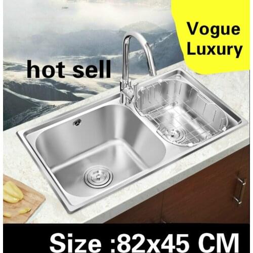 Free shipping Luxurious high capacity kitchen double groove sink vogue do the dishes food grade 304 stainless steel 820x450 MM