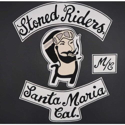 Stoned Riders Santa Maria Cal MC Motorcycle Biker Patch Large Embroidered Badge for Clothing Hat Bags