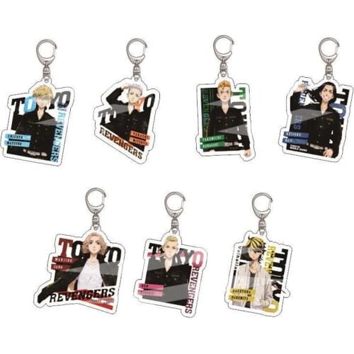 Anime Tokyo Revengers Cosplay Key Chains Two-sided Keychain Acrylic Pendant Manjiro Ken Takemichi Hinata Atsushi Chibi Keyring