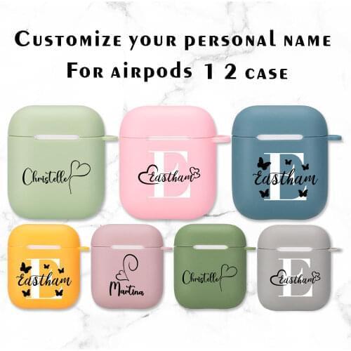 Custom Name Butterfly Pattern Combination For Airpods Case 1 2 Silicone Soft With hook Earphone Case For Give Girl Boy Best Gift