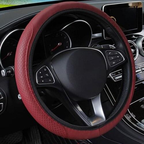 Car Steering Wheel Cover Stylish Car Vehicle Faux Leather Anti-Slip Steering Wheel Wrap Cover Protector Skidproof Car-styling
