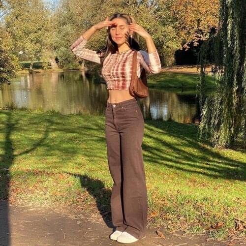 Vintage Solid Jeans Women Midi Waist Long Straight Denim Pants Female Autumn Button Streetwear E Girls Clothing Fashion Trousers