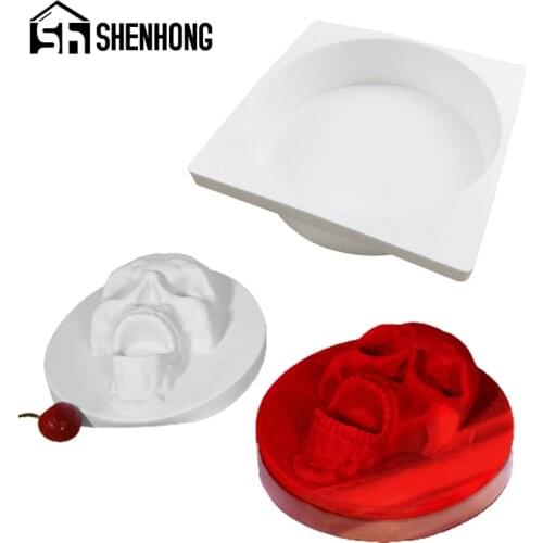 SHENHONG Skull Pastry Model Round Mousse Moulds Silicone Cake Molds Baking Tools Dessert Decorating Pan Set Kitchen Bakeware