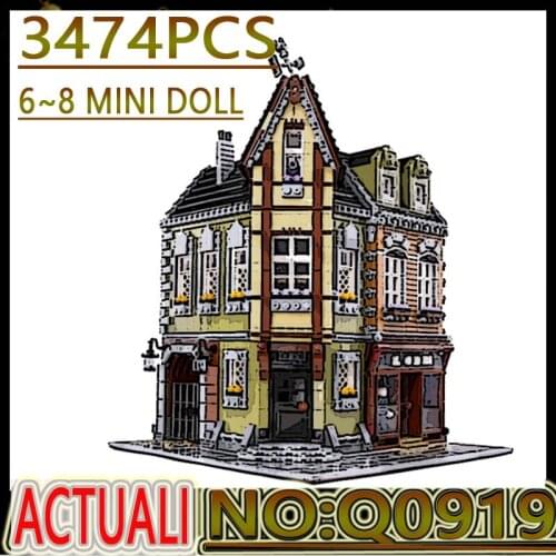 MOC City Streetview Building Toys Victors Lab Corner Shop Model Kids Christmas Gifts Building Blocks Bricks Birthday Gift Q0919