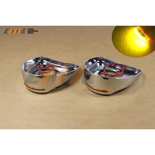 Chrome Fairing Mount Side Mirror LED Cover Shell for Harley Electra Glide 2014-2018