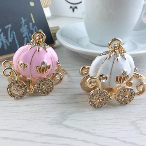 Fancy&Fantasy Pumpkin Carriage Crystal For Hallowmas Fairy Tale Keychain Purse Bag Buckle HandBag Pendant For Car Keyring Holder