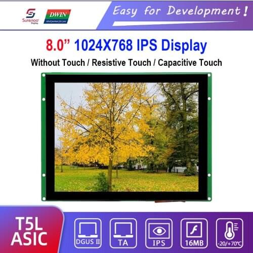 Dwin T5L HMI Intelligent Display, DMG10768C080_03W 8.0" 4:3 1024X768 IPS LCD Module Screen Resistive Capacitive Touch Panel