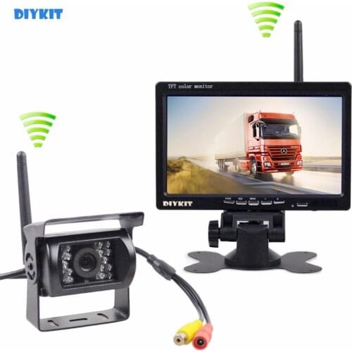 DIYKIT Wireless Transmission HD 800 x 480 7inch Car Monitor IR CCD Rear View Backup Camera For Car Bus Truck Caravan Trailer RV