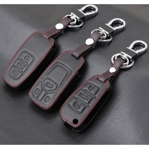 Remote Leather Key Fob Case Holder For Audi S Line RS A2 A3 A4 A6 A6L A8 TT Q3 Q5 Q7 S4 S5 S6 Protect Key Cover
