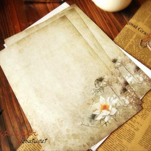 8 pcs/ a lot Chinese Style Retro wash painting lotus letter paper Kraft writing paper 522