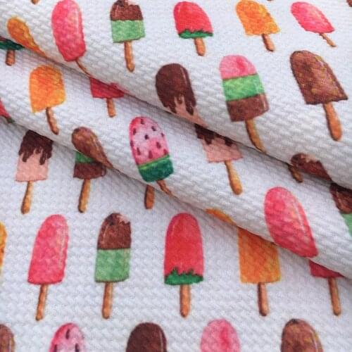 Ice Cream Popsicle Summer Print Bullet Fabric Textured Liverpool 4 Way Stretch Spandex Knit Fabric For Baby HeadWrap Bummies