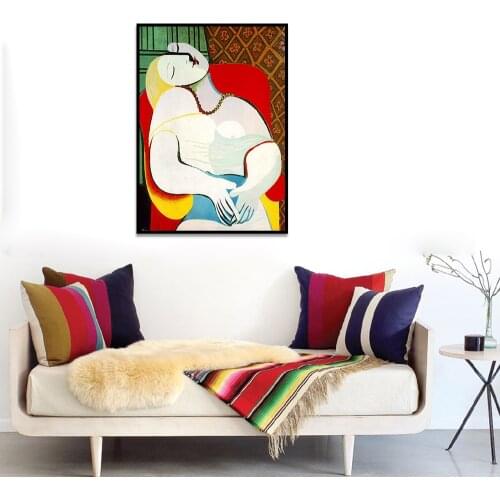 Minimalist Pablo Picasso-The Dream Abstract Canvas Painting Oil Poster Wall Picture for Living Room Home Decor Unframed