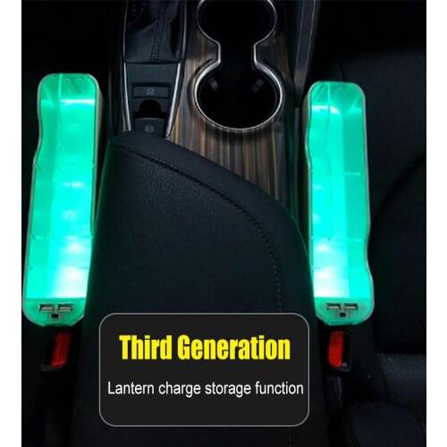 Car Multifunctional Charging Seat Storage Box With USB Charging Cable Car Multi-color Atmosphere Light Storage Box Car-Styling