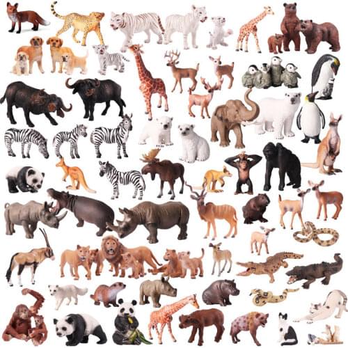 Animal Model DIY Wild Jungle Zoo Plastic Action Figures Tiger Panda Lion Collection Model Doll Educational Toy for Children Gift