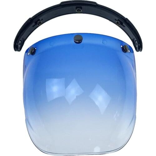 Motorcycle Helmet Riding Dustproof UV Protection 3 Snap Vintage Bubble Visor Flip Up With Bracket Anti Fog Scratch Resistant