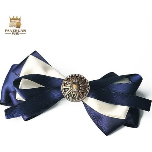 New Free Shipping fashion casual Mens male Blue and white metal buckle wedding groom groomsman Metrosexual bow tie L019 on sale