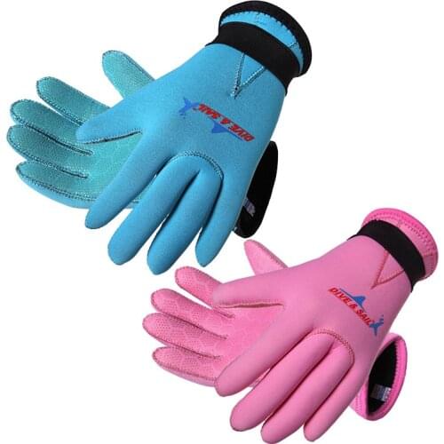 1Pair 3mm Neoprene Kids Diving Gloves Boys Girls Warm Durable Non-slip Swimming Gloves Snorkeling Surfing Protective Gloves