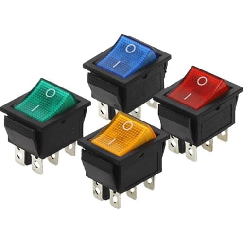 4Pcs KCD4 Rocker Switch Power Switch Self-Lock 2 Position 6 Pins With Light 15A 250VAC/20A 125VAC 32*25mm
