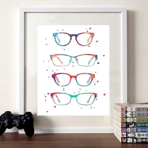 Nordic Simple Colorful Poster Optometry Glasses Canvas Wall Art Painting Interior Ophthalmology Gift Kids Room Office Decor