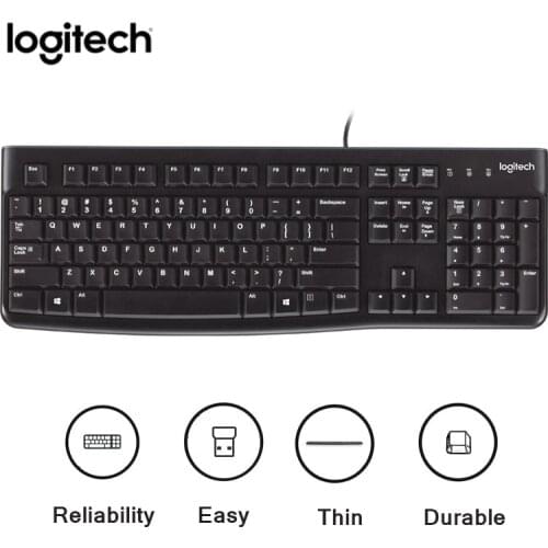 Logitech K120 USB Wired Keyboard 104 keys Full Size Ultra-thin Wired Keyboard For PC Desktop Laptop Office