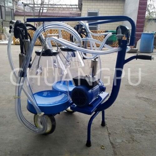 With 25liter Transparent Milk Bucket Dry Type Pump Mobile Milking Machine