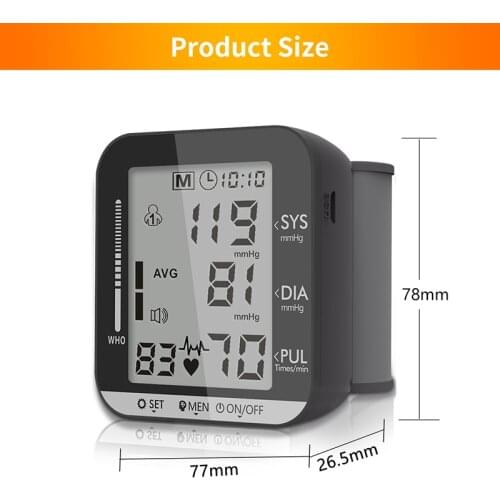 Automatic Blood Pressure Monitor Medical Sphygmomanometer Tonometer Portable Cuff Wrist Sphygmomanometer Bp LCD Display Monitor