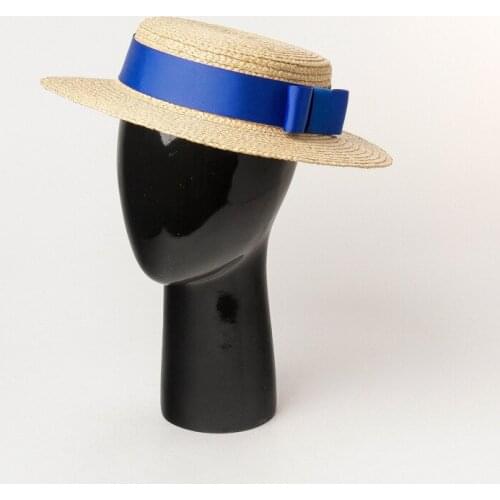 European and American Leisure Simple College Style Shallow Flat Top Butterfly Knot Decoration Lafite Straw Hat Student Straw Hat