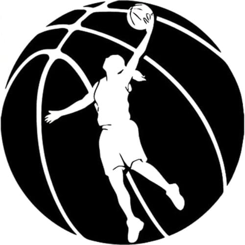 Car Sticker Fashion Sports Girl Basketball Player Car Decorative Sticker Waterproof Cover Scratch Black/White, 12cm*12cm