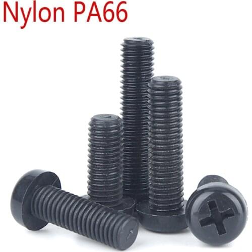 GB818pm Black Round Head Cross Pan Head Screw Nylon Plastic Screw M2-M4 50PCS