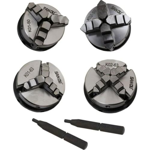 3-4 Jaws Wood Lathe Chuck Clamp 50 /63 /80mm Self-center Chuck Set Connecting Rod for Rotary Axis CNC Machine Wood Router Tools