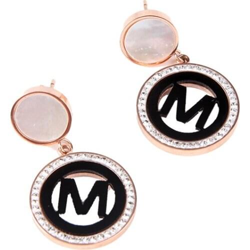 ROSE LIFE 2020 New Fashion Geometric Stud Earrings Rose Gold Color RomaticTrendy Metal Titanium Steel Earring for Women Jewelry