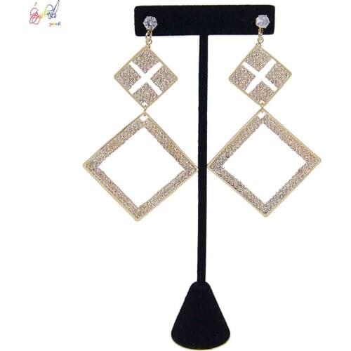 Yulaili New Simple Geometry Design Pendant Crystal Earrings for Women Party Wedding Earring Fashion Jewelry Free Shipping