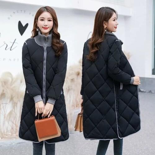 Women Long Down Cotton Coat Winter Jackets 2021 Fashion Thin Warm Cotton-padded Coats Female Korean Large size Down Jacket Parka