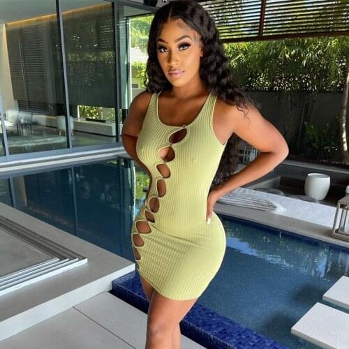 2021 Summer Ladies Sleeveless Bandage Mini Dress Birthday Suit Womens Dress Tight-fitting Lace-up Slim Sexy Fashion Retro Dress