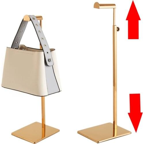 Clothes Display Supporter Bag Rack Stainless Steel Floor Stand Handbags Scarves Adjustable Displaying Pole