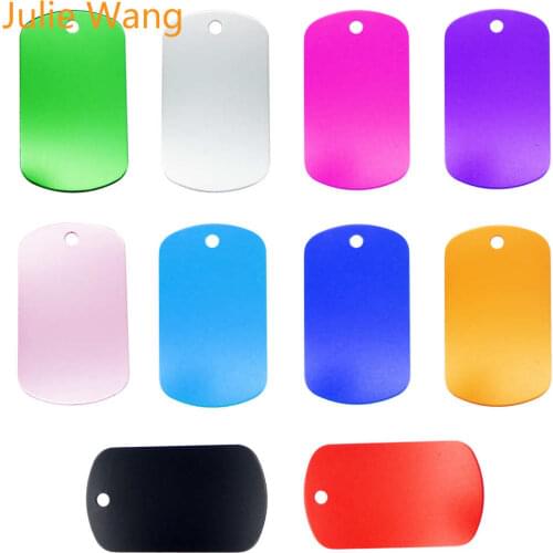 Julie Wang 10PCS Pet Id Dog Tag Charms Aluminum Military Army Tag Name Blank Pendant Making For Logo laser Engraving