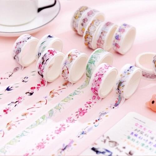 10pcs/pk Cute Cartoon Cat/ Dog Color Paper Washi Tape Adhesive Tape DIY Scrapbooking Sticker Label Masking Tape Office Supplies