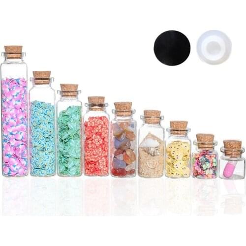 12Pcs/lot 22X40MM 22x50mm Mini Glass Bottles Empty Sample Jars with Cork Stoppers for DIY Craft Decoration - Transparent