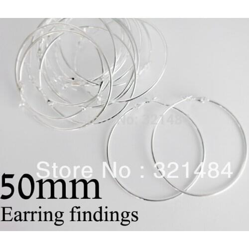 200piece 50mm Silver plated french hook earring backs nickel free hoop earring findings
