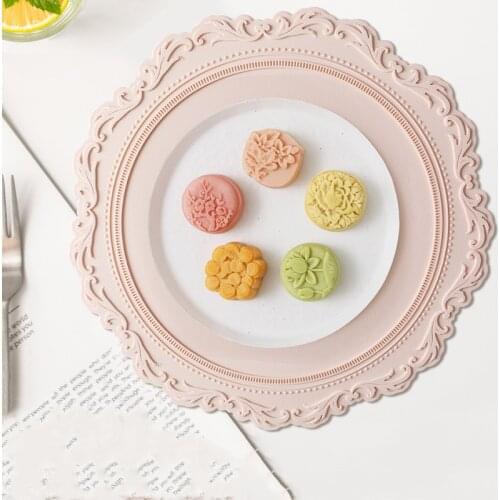 34cm Round Silicone Flower Placemat Tableware Oil Resistant Heat Insulation Non-Slip Tablemat Coaster Kitchen Washable Cup Pad